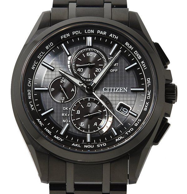 美品 CITIZEN シチズン ATTESA アテッサ AT8044-56E H804-T019731 ブラックチタンシリーズ エコ・ドライブ メンズ
