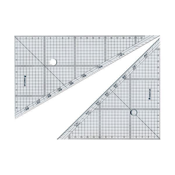 (まとめ) ステッドラー レイアウト用方眼三角定規 24cm 45°・60°ペア 966 24 1組 〔×10セット〕