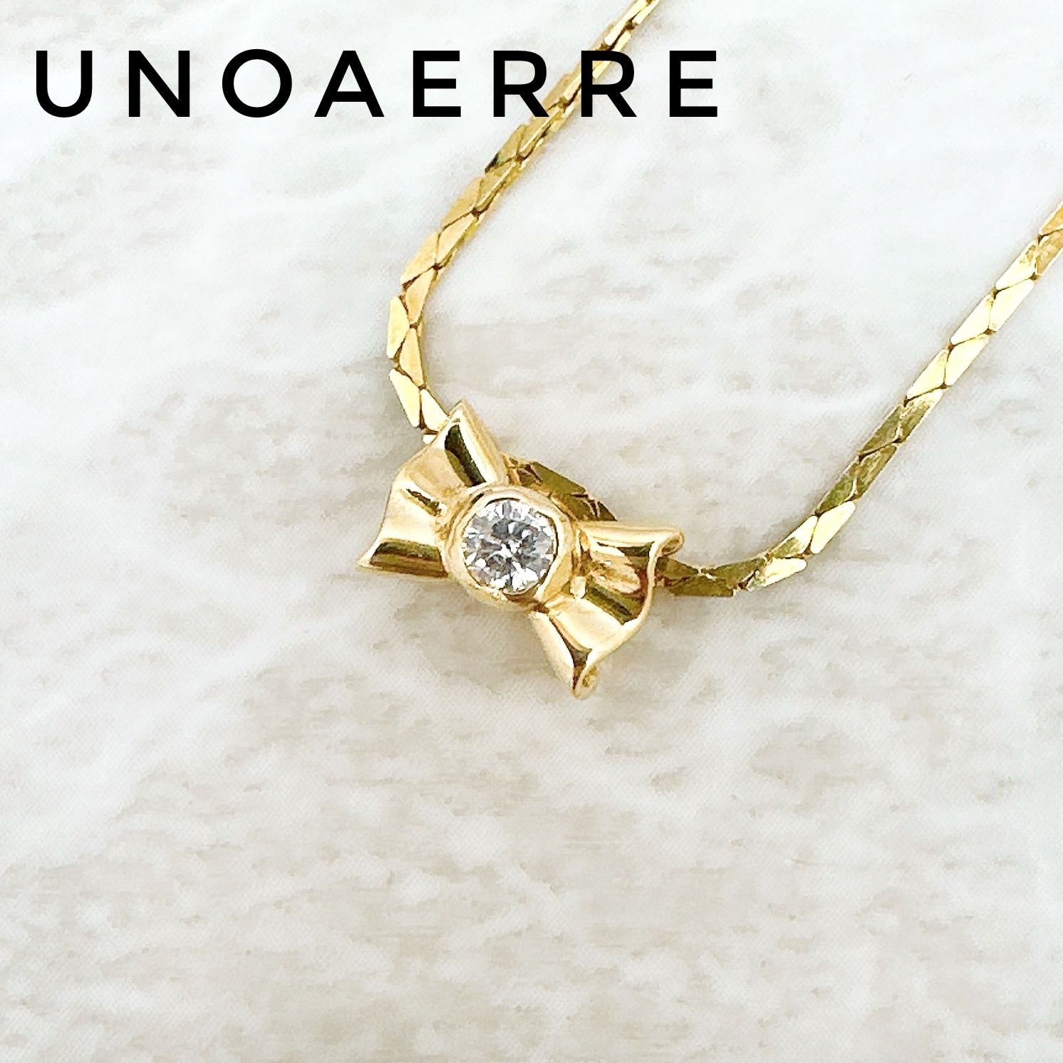 美品?UNOAERRE ダイヤモンド0.11ct ホワイトゴールド ネックレス 約40.5cm U