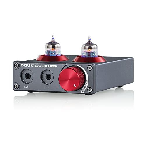 Douk Audio T4 PRO 真空管フォノプリアンプ MM対応 ヘッドホンアンプ内蔵 JAN5654搭載 3.5mm AUX入力 ステレオRCA出力 小型デスクトップオーディオ レコードプレーヤー用ts f88f8343