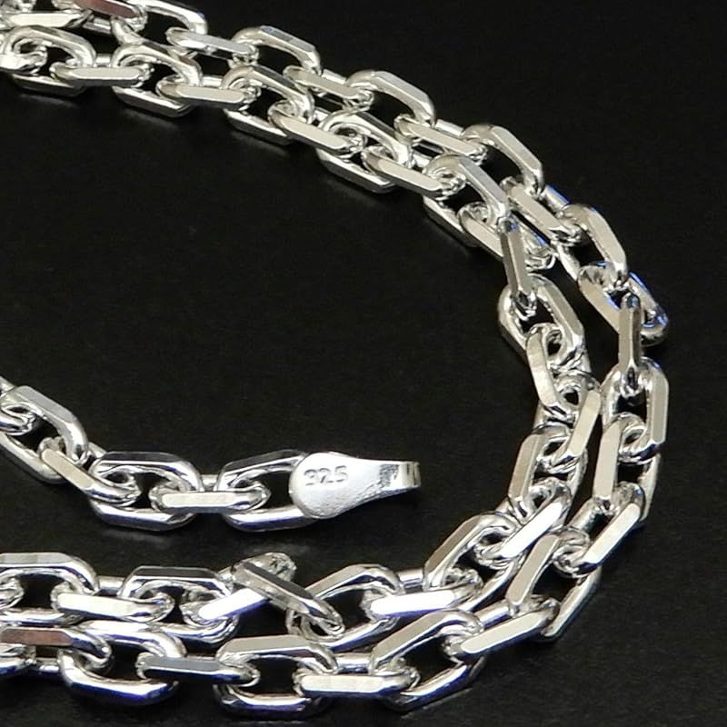 シルバー925 チェーン ネックレス メンズ シルバー 4.1mm 45cm 小豆