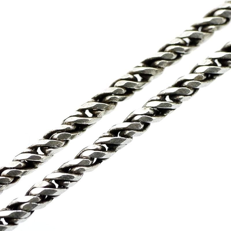 [シルバーワン] シルバー925 カットロープ ネックレス チェーン メンズ ge [幅1.8mm 長さ70cm] (細め 燻し銀加工)