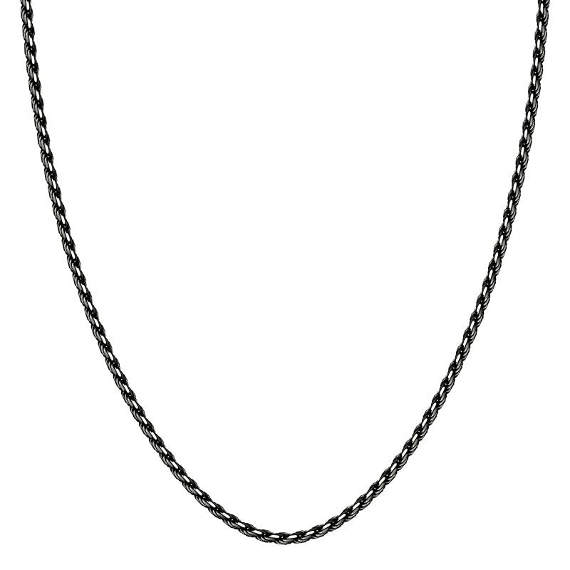 [新宿銀の蔵] シルバー925 燻し(濃いめ) カットフレンチロープチェーン 幅約1.8mm 長さ40～60cm (45cm) チェーン ネックレス レディース メンズ シンプル 黒 ブラック