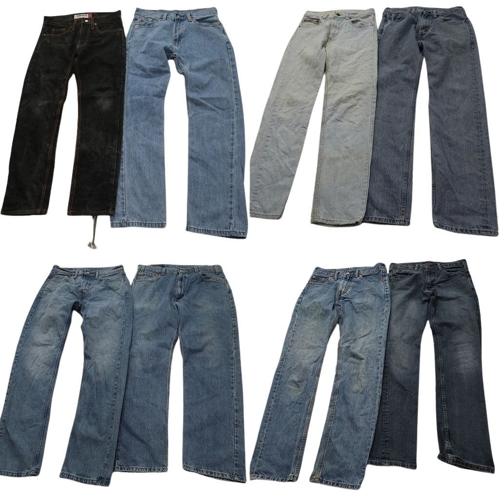 古着卸 まとめ売り リーバイス 505 デニムパンツ 8枚セット ( メンズ 30 ) テーパード　ジッパーフライ インディゴブルー 中古 古着 NE8345