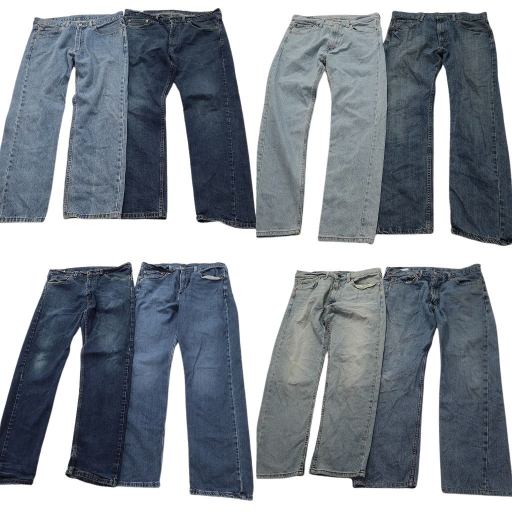 古着卸 まとめ売り リーバイス 505 デニムパンツ 8枚セット ( メンズ 36 ) テーパード　ジッパーフライ インディゴブルー 中古 古着 NE8349