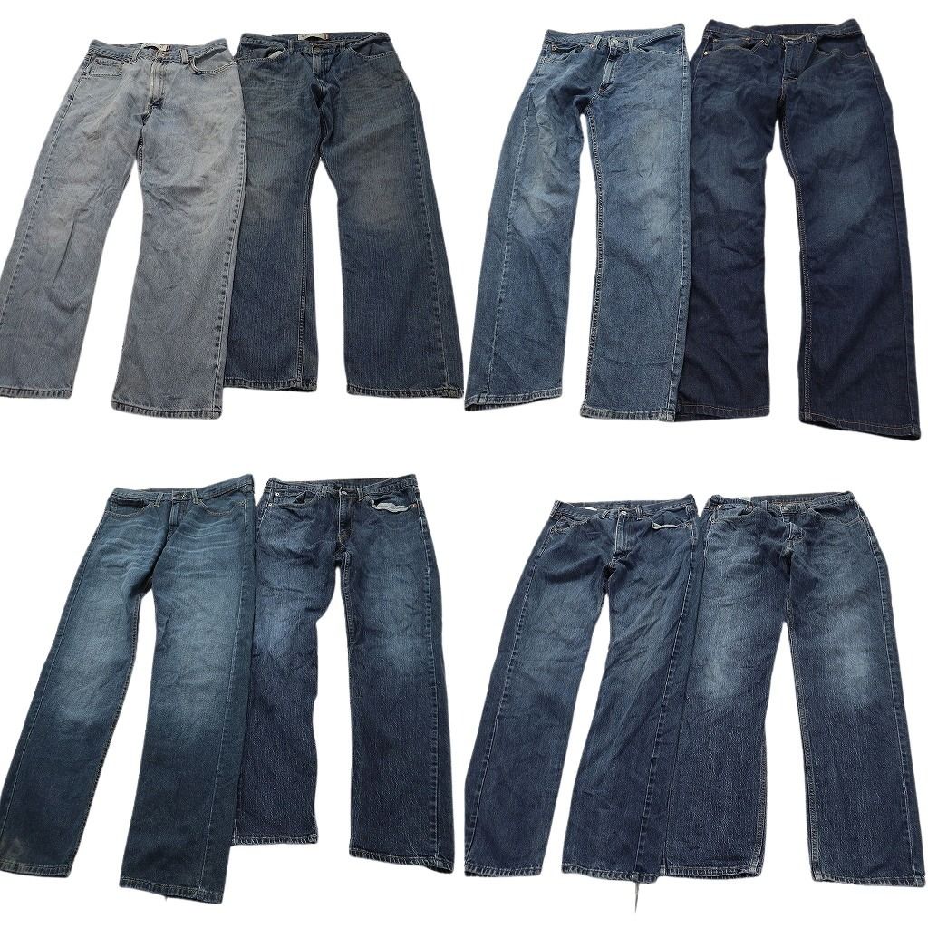 古着卸 まとめ売り リーバイス 505 デニムパンツ 8枚セット ( メンズ 34 ) テーパード　ジッパーフライ ヒゲ 中古 古着 NE8351