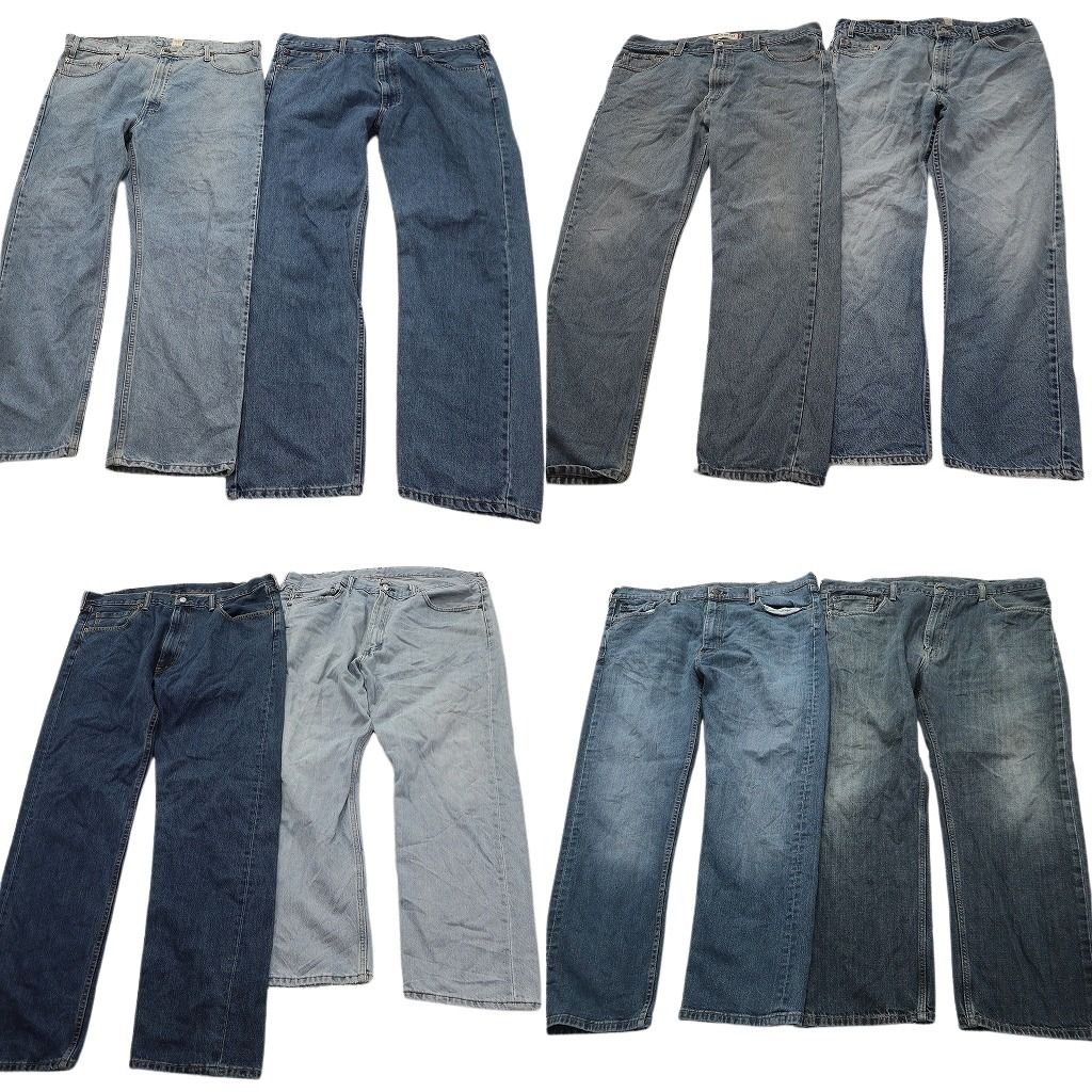 古着卸 まとめ売り リーバイス 505 デニムパンツ 8枚セット ( メンズ 42/40 ) テーパード　ジッパーフライ インディゴブルー 中古 NE8353