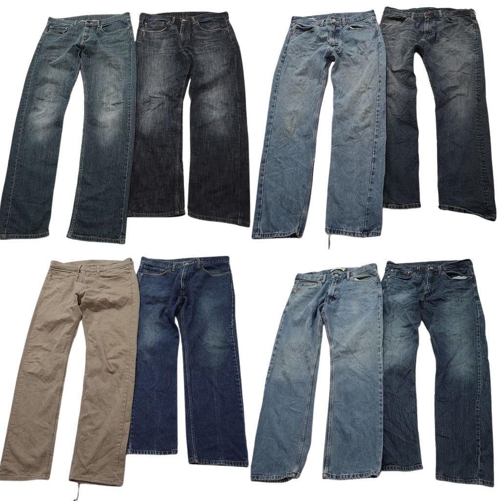 古着卸 まとめ売り リーバイス 505 デニムパンツ 8枚セット ( メンズ 34 ) テーパード　ジッパーフライ ベージュ 中古 古着 NE8359