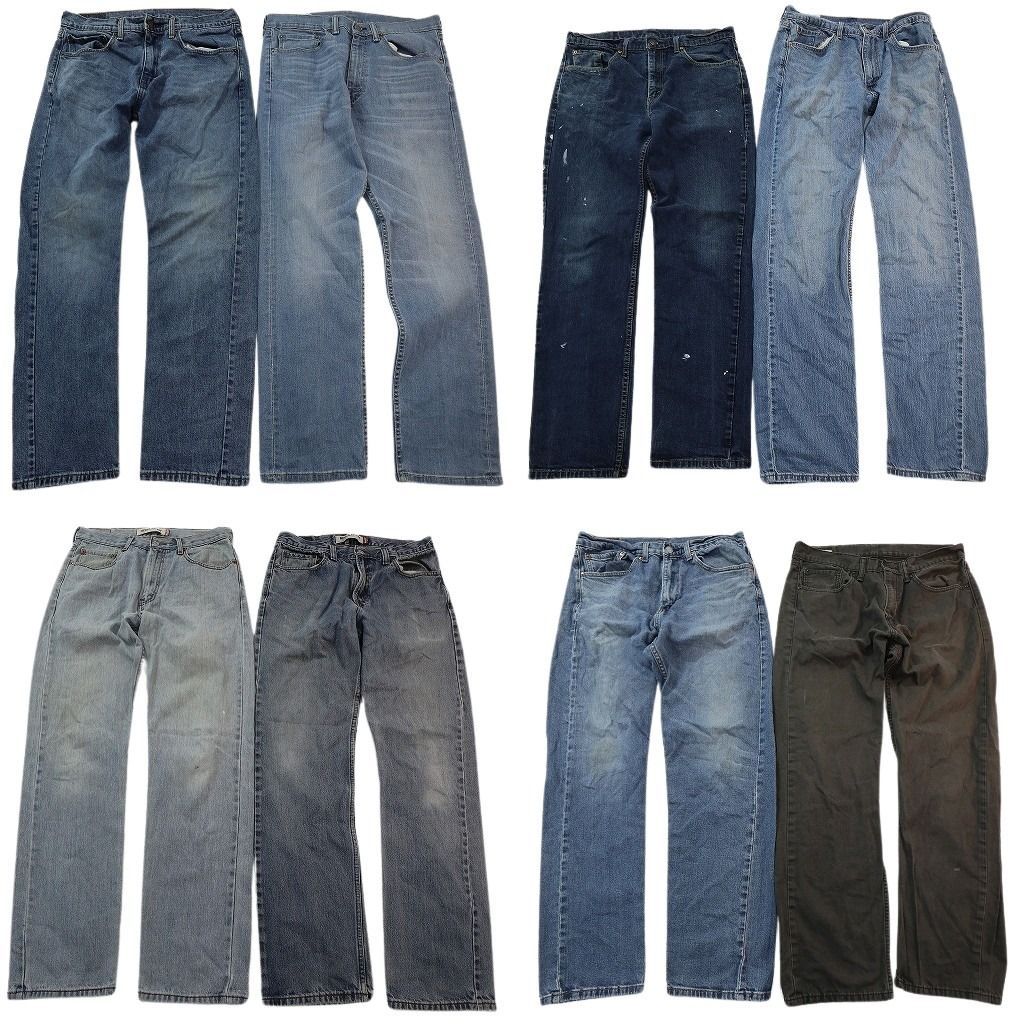 古着卸 まとめ売り リーバイス 505 デニムパンツ 8枚セット ( メンズ 34/33 ) テーパード　ジッパーフライ ペインティング 中古古着 NE8361