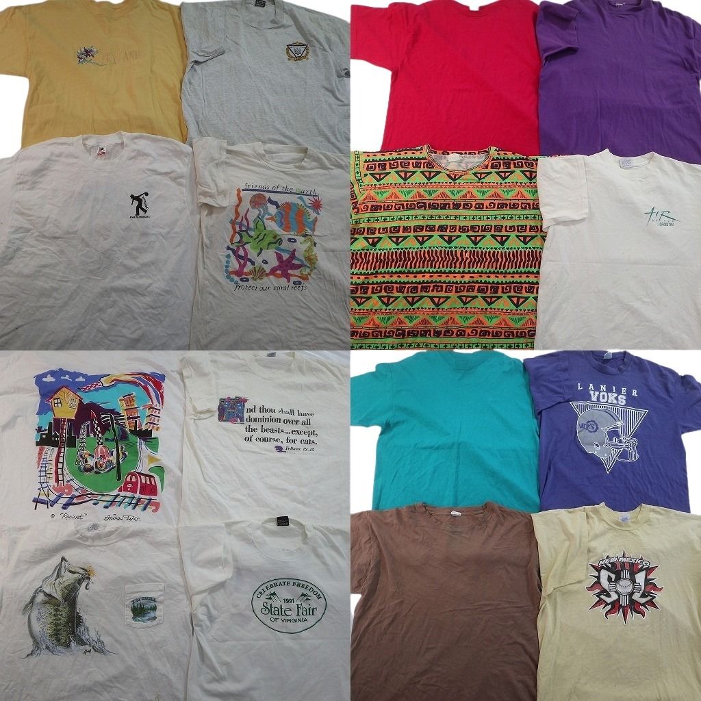 古着卸 まとめ売り ヴィンテージ シングルステッチ Tシャツ 16枚セット ( メンズ XL ) アニマル 動物 総柄 ワンポイント 中古 古着 NE8386