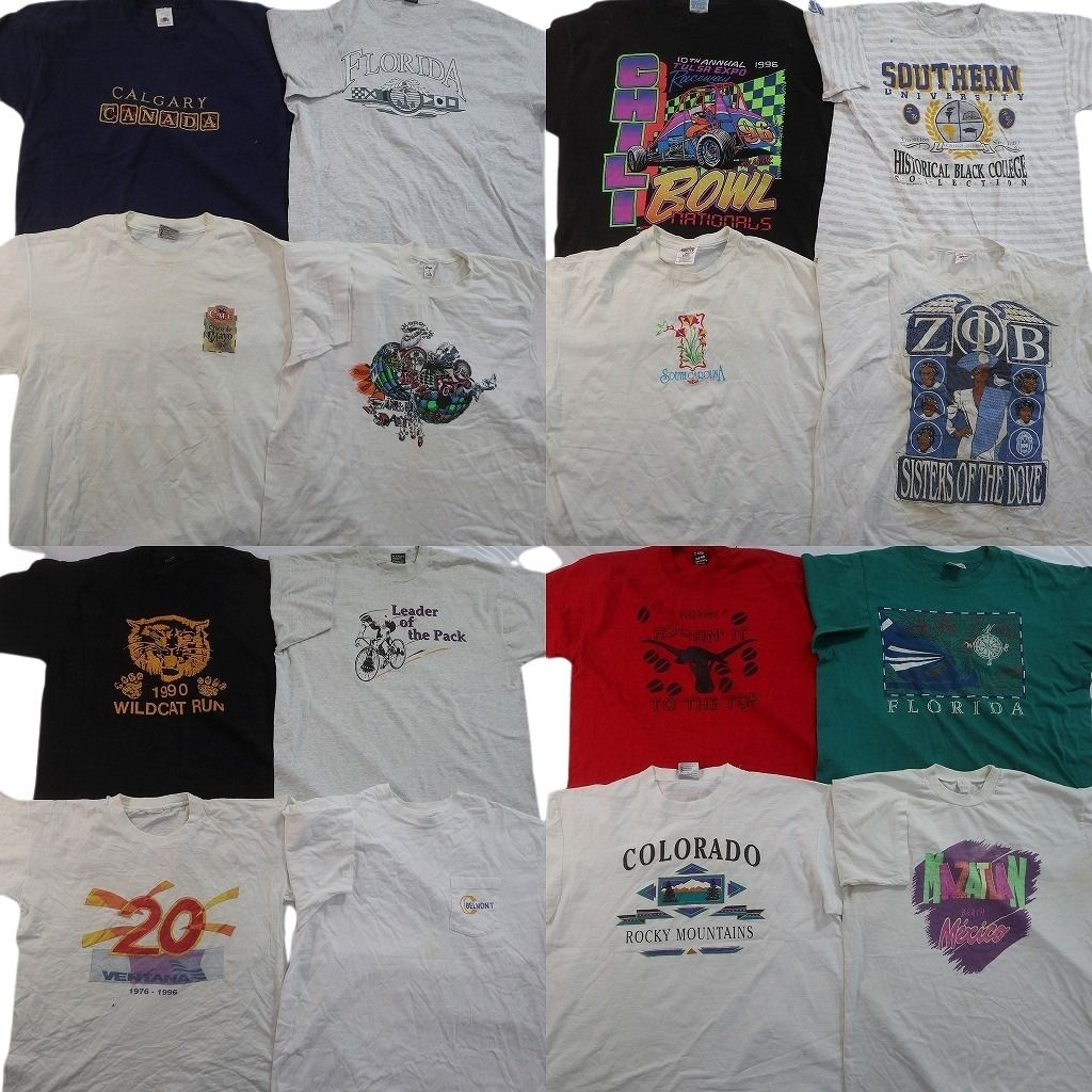 古着卸 まとめ売り ヴィンテージ シングルステッチ Tシャツ 16枚セット ( メンズ XL ) 車モチーフ ワンポイント 英文字 中古 古着 NE8387