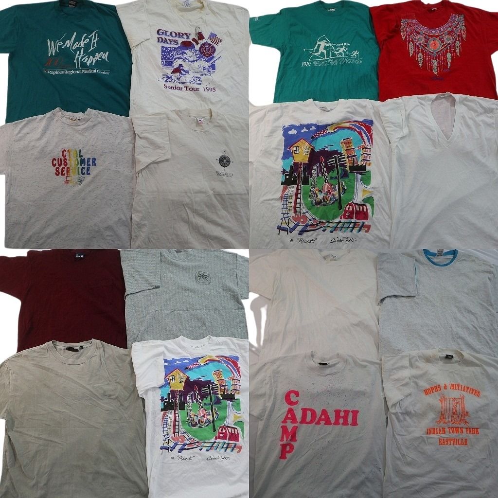 古着卸 まとめ売り ヴィンテージ シングルステッチ Tシャツ 16枚セット ( メンズ XL ) Ｖネック 英文字 ワンポイント 中古 古着 NE8391