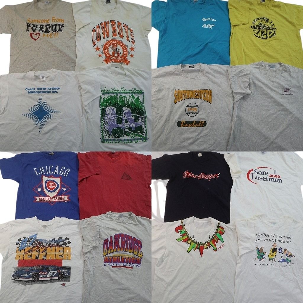 古着卸 まとめ売り ヴィンテージ シングルステッチ Tシャツ 16枚セット ( メンズ XL ) ラッセル ヘインズ レーシング 車 中古 古着 NE8394