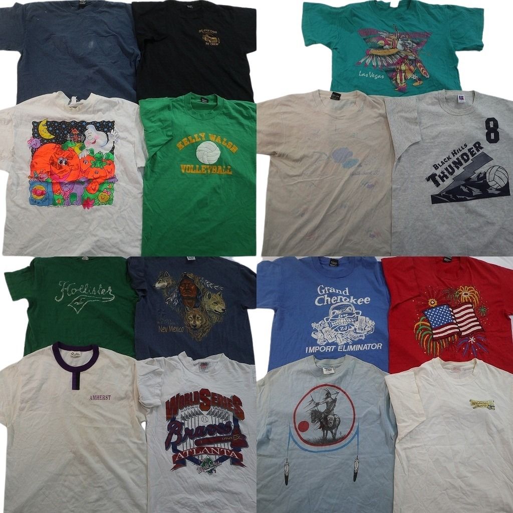 古着卸 まとめ売り ヴィンテージ シングルステッチ Tシャツ 15枚セット ( メンズ L ) ラッセル 星条旗 アニマル 動物 中古 古着 NE8397