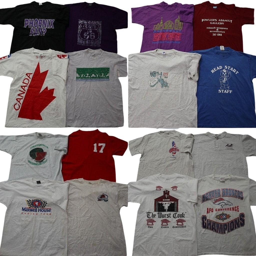 古着卸 まとめ売り ヴィンテージ シングルステッチ Tシャツ 16枚セット ( メンズ L ) ラッセル ヘンリーネック NFL NHL 中古 古着 NE8401
