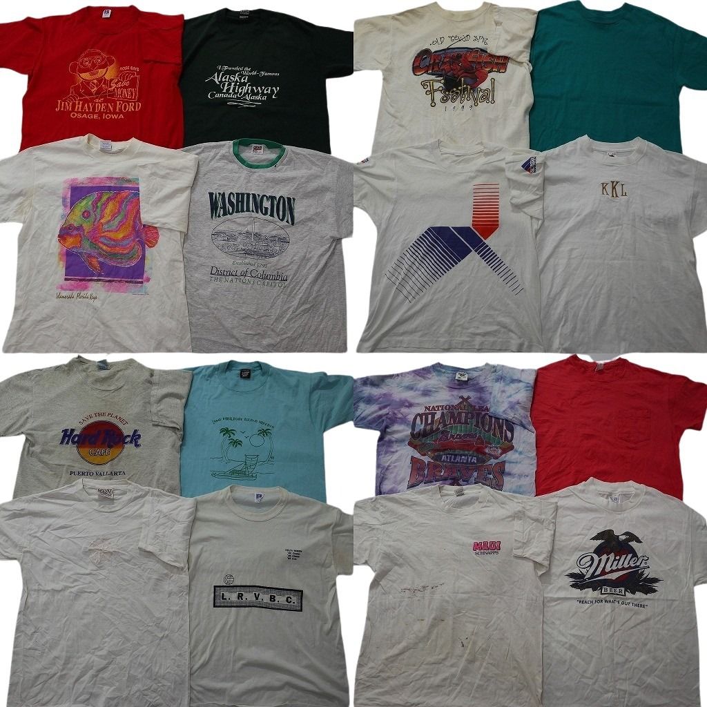 古着卸 まとめ売り ヴィンテージ シングルステッチ Tシャツ 16枚セット ( メンズ L ) ラッセル タイダイ柄 企業 プロチーム 中古 NE8408