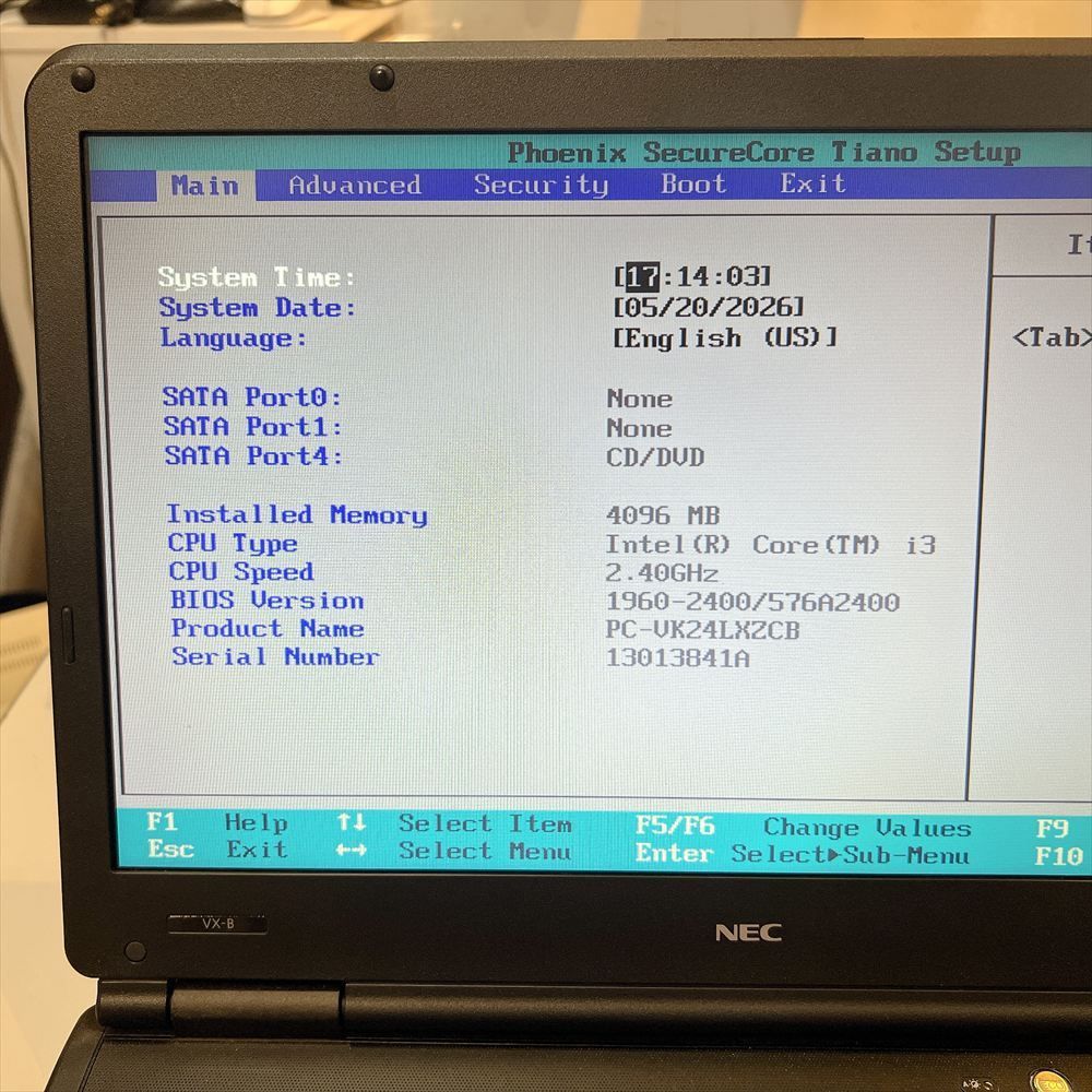 【ジャンク】NEC 10世代PC CPUなし /メモリなし/HDDなし ジャンクPC】 NEC Versapro VK15EF-F ノートPC メモリ4GB HDDなし HJ