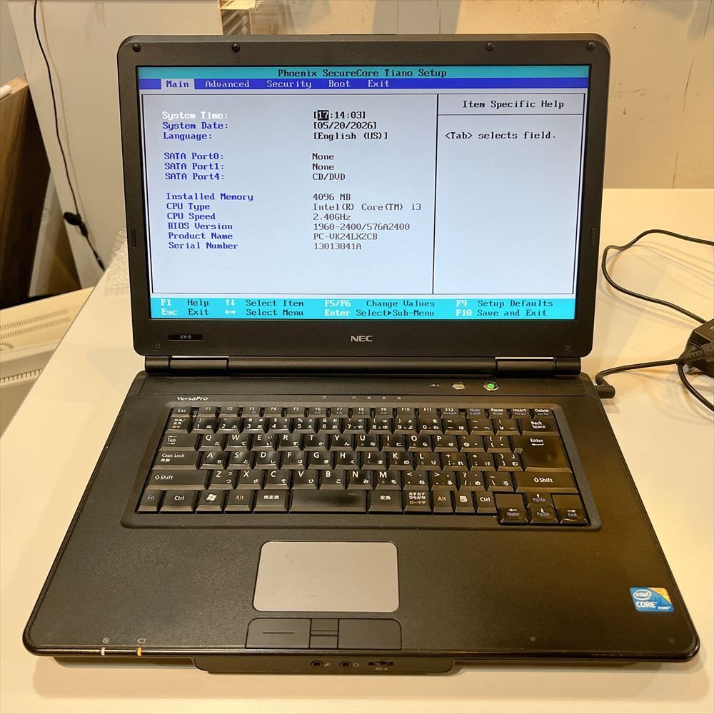 ジャンクPC】 NEC Versapro VK24LX-B ノートPC メモリ4GB HDDなし HJ