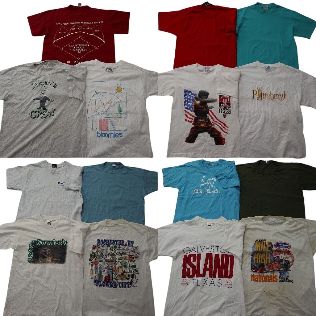 古着卸 まとめ売り ヴィンテージ シングルステッチ Tシャツ 15枚セット ( メンズ M ) レーシング ヘインズ ワンポイント 中古 古着 NE8414