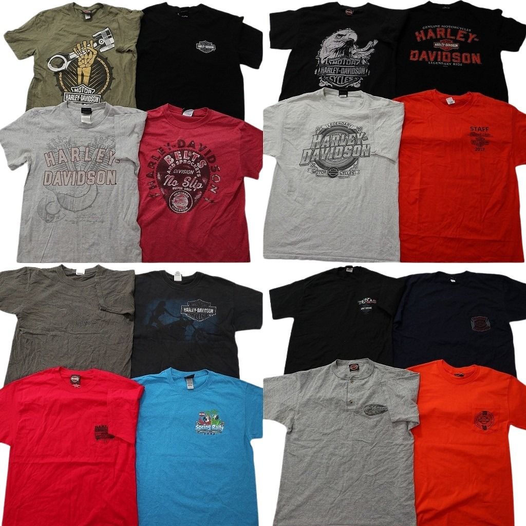 古着卸 まとめ売り ハーレーダビッドソン Tシャツ 16枚セット ( メンズ S/M/L ) ヘンリーネック アニマル イーグル 中古 古着 NE8417