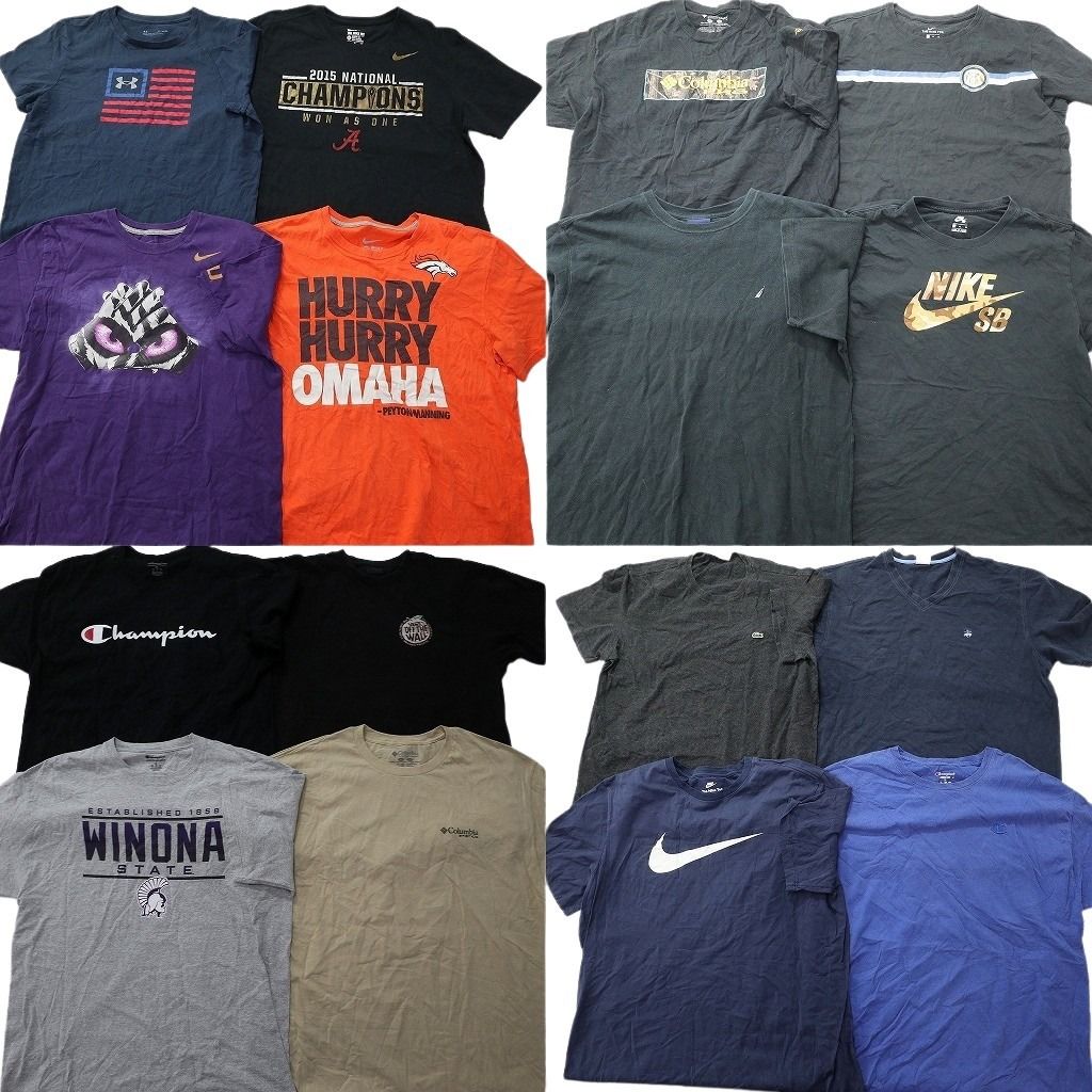 古着卸 まとめ売り ブランドMIX Tシャツ 16枚セット ( メンズ XL ) コロンビア ナイキ チャンピオン ラコステ 中古 古着 NE8419