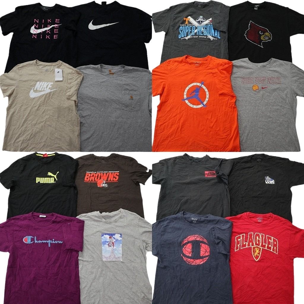 古着卸 まとめ売り ブランドMIX Tシャツ 16枚セット ( メンズ L ) カーハート ナイキ チャンピオン ノースフェイス 中古 古着 NE8420