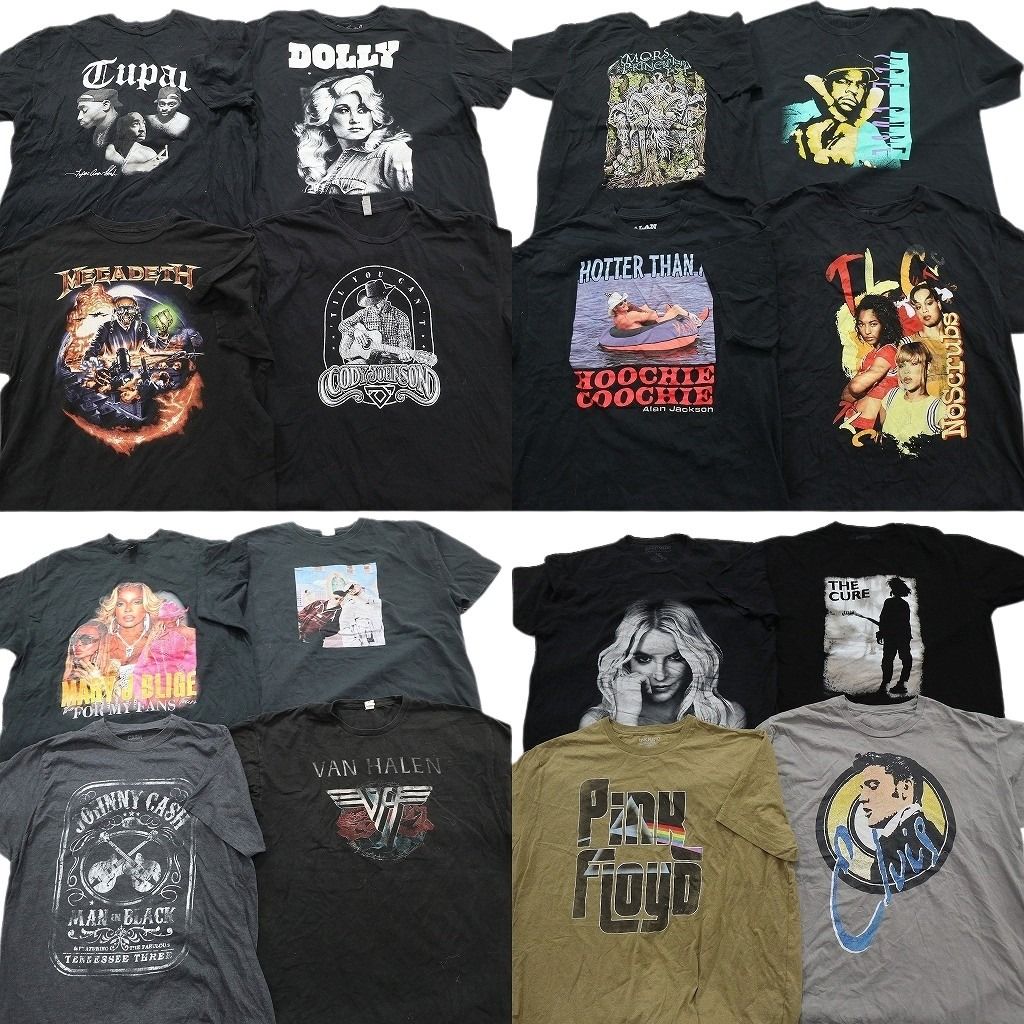 古着卸 まとめ売り 音楽・バンド Tシャツ 16枚セット ( メンズ 2XL ) 2PAC ピンクフロイド ジョニーキャッシュ 人物 中古 古着 NE8423