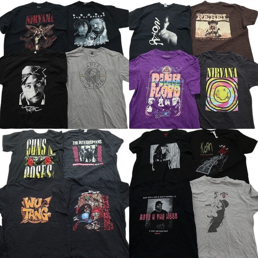 古着卸 まとめ売り 音楽・バンド Tシャツ 16枚セット ( メンズ XL ) ニルヴァーナ 人物 ボーイズンザフット ニルヴァーナ 中古 古着 NE8430