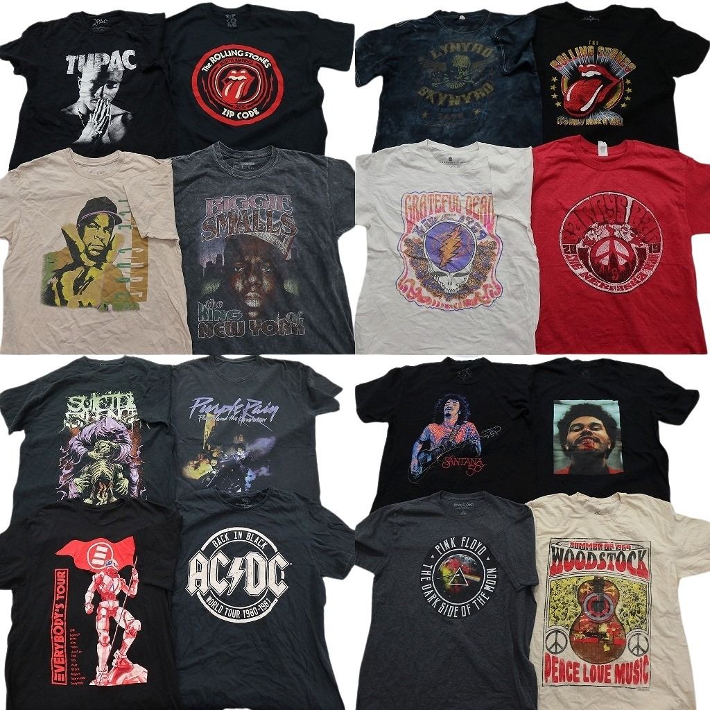 古着卸 まとめ売り 音楽・バンド Tシャツ 16枚セット ( メンズ L ) 2PAC ローリングストーンズ アイスキューブ 中古 古着 NE8436