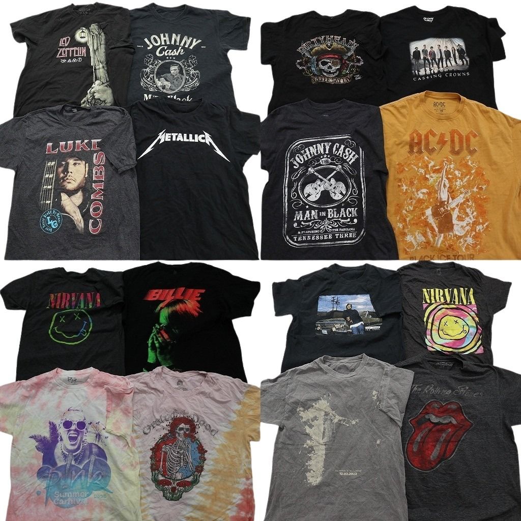 古着卸 まとめ売り 音楽・バンド Tシャツ 16枚セット ( メンズ L ) アイスキューブ ニルヴァーナ ローリングストーンズ 中古 古着 NE8440