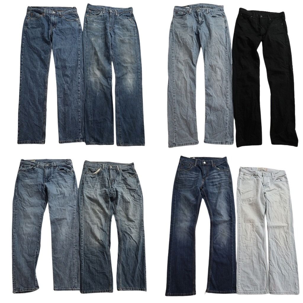 古着卸 まとめ売り リーバイス 品番MIX デニムパンツ 8枚セット ( メンズ 30 ) 502 513 559 527 514 ヒゲ テーパード ブラック 中古 NE8448