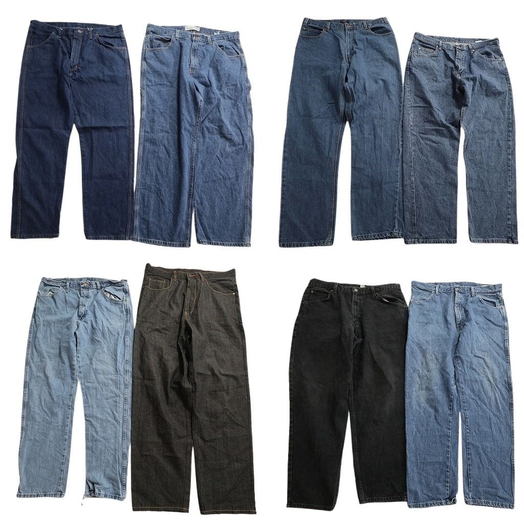 古着卸 まとめ売り デニムパンツ 8枚セット ( メンズ 38/36 ) ペインター ワーク ブラック テーパード 中古 古着 NE8457 8,208円