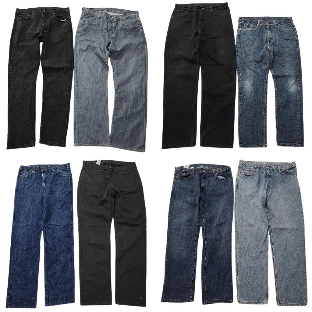古着卸 まとめ売り デニムパンツ MIX 8枚セット ( メンズ 36/35 ) 514 504 502 631 541 リーバイス ブラック 中古 古着 NE8468
