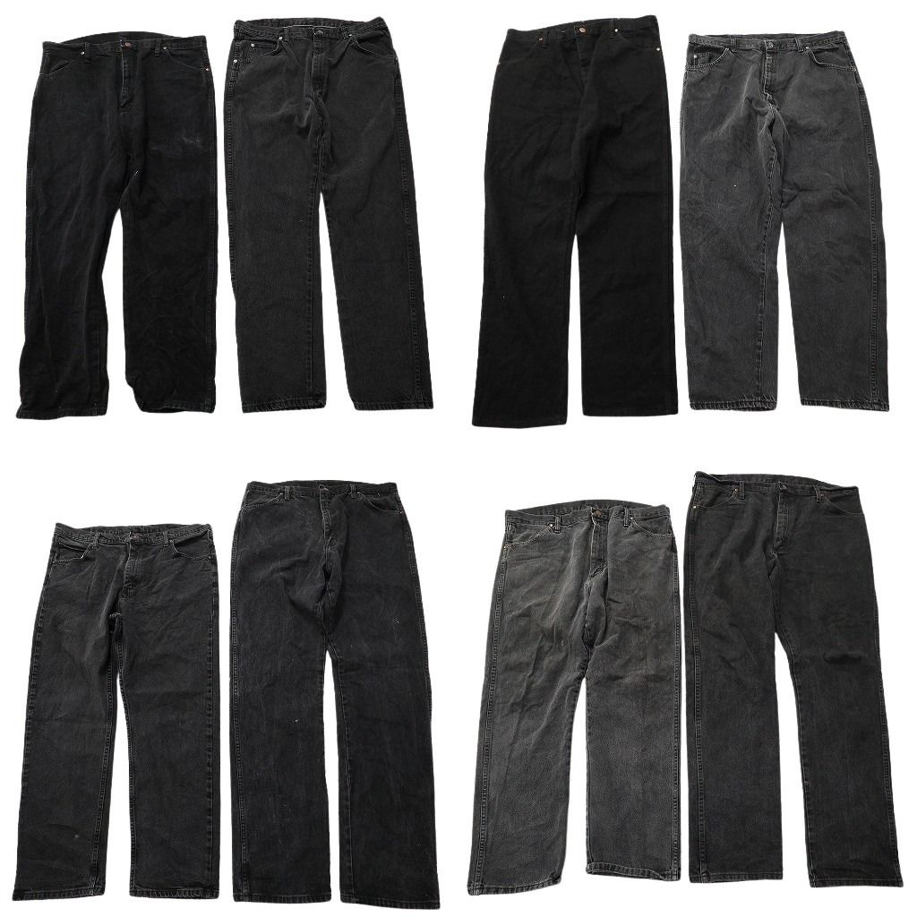古着卸 まとめ売り ラングラー 黒色 ブラック デニムパンツ 8枚セット ( メンズ 38 ) アメカジ 中古 古着 NE8478