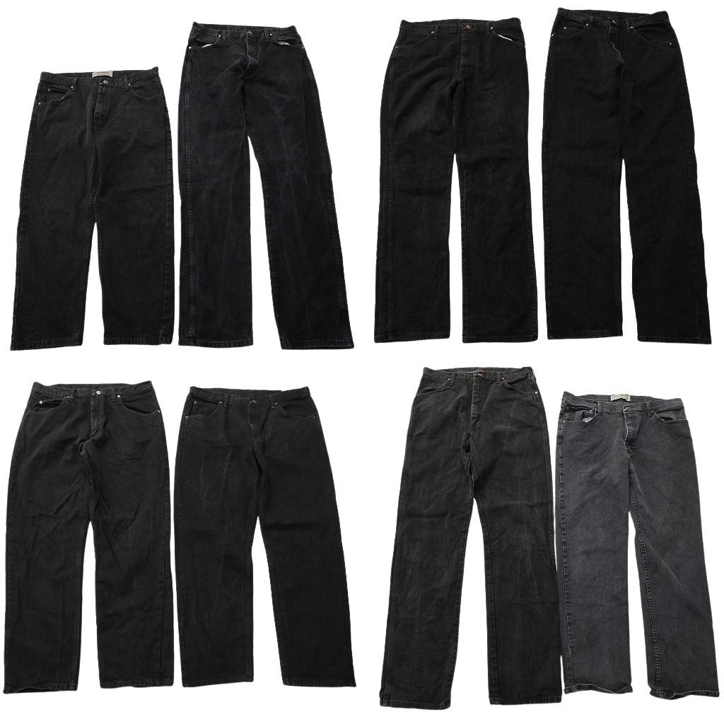 古着卸 まとめ売り ラングラー 黒色 ブラック デニムパンツ 8枚セット ( メンズ 36 ) アメカジ 中古 古着 NE8480