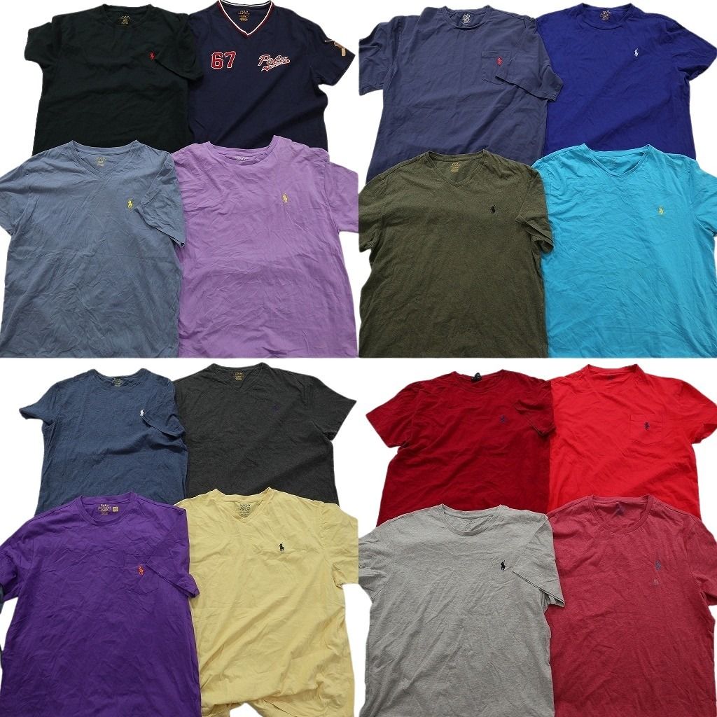 古着卸 まとめ売り ラルフローレン Tシャツ 16枚セット ( メンズ L/XL/2XL ) ワンポイント ロゴ ポロベアーズ 中古 古着 NE8484