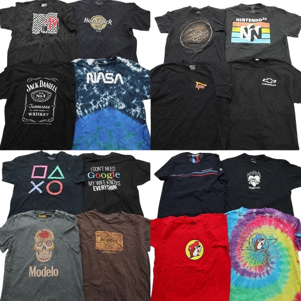 古着卸 まとめ売り 企業 Tシャツ 16枚セット ( メンズ XL ) M-TV NASA ハードロックカフェ バッキーズ シボレー 中古 古着 NE8488