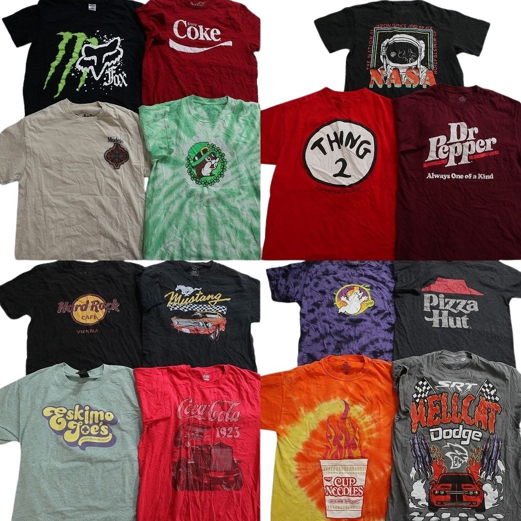 古着卸 まとめ売り 企業 Tシャツ 15枚セット ( メンズ M ) FOX ピザハット バッキーズ ハードロックカフェ ドクターペッパー 中古 NE8501