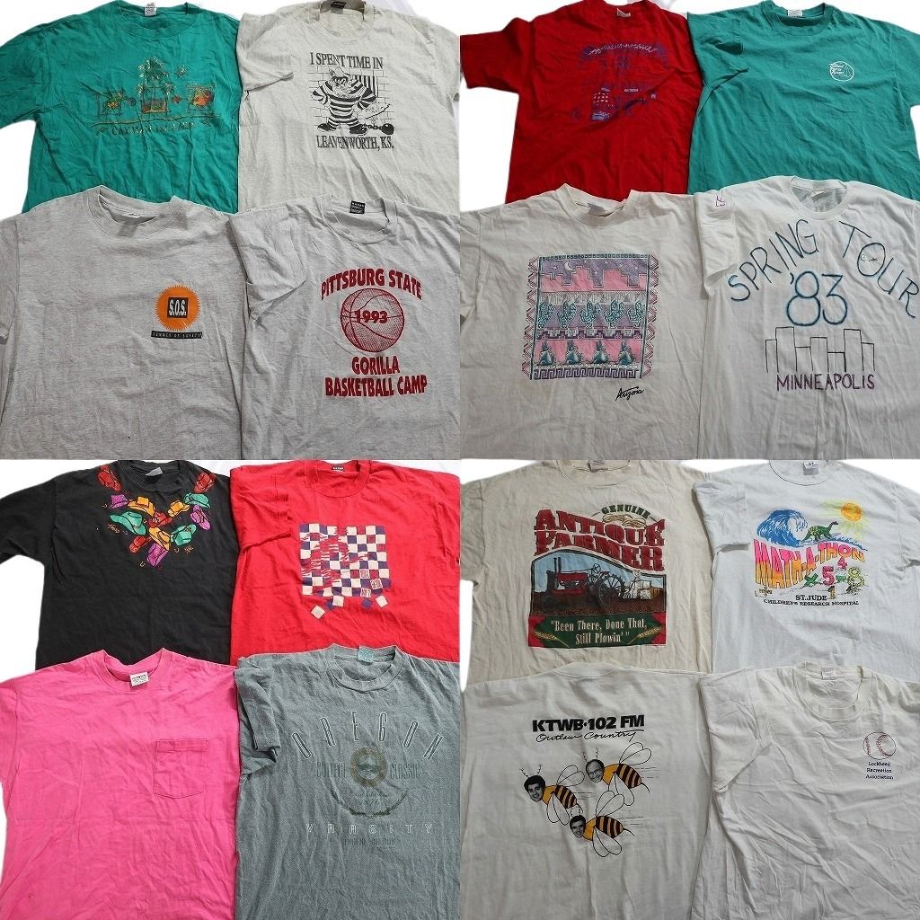 古着卸 まとめ売り ヴィンテージ シングルステッチ Tシャツ 16枚セット ( メンズ XL ) ポケット付き ワンポイント 英文字 中古 古着 NE8509