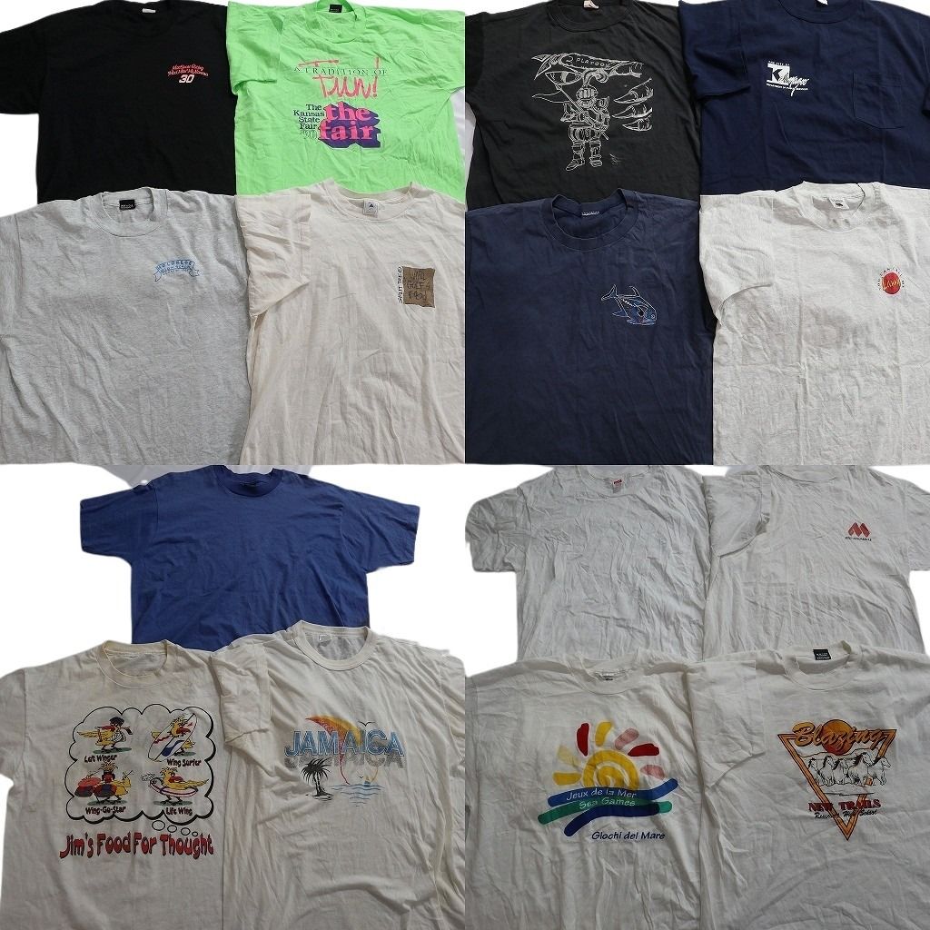 古着卸 まとめ売り ヴィンテージ シングルステッチ Tシャツ 15枚セット ( メンズ XL ) ワンポイント 英文字プリント 中古 古着 NE8511