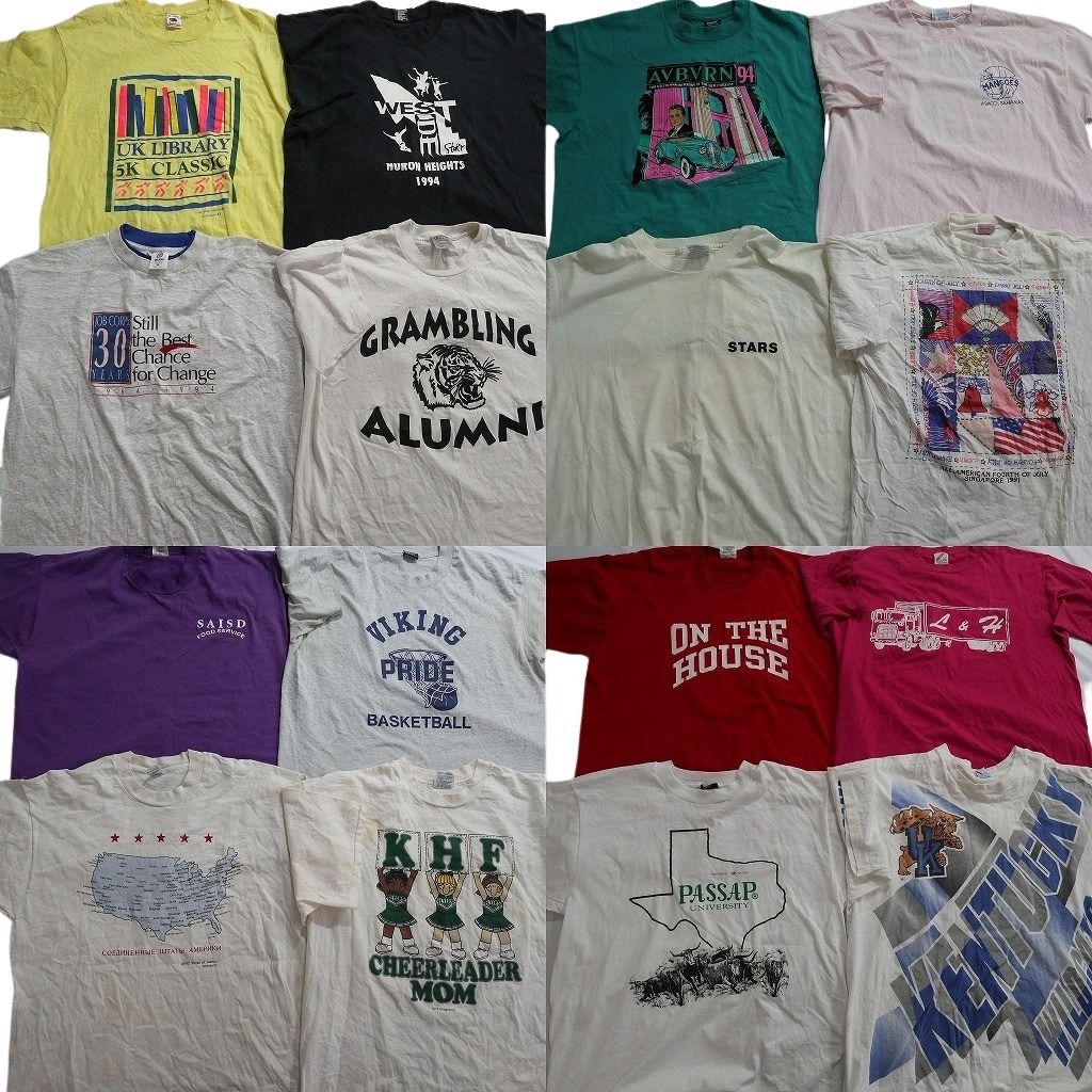 古着卸 まとめ売り ヴィンテージ シングルステッチ Tシャツ 16枚セット ( メンズ XL ) カレッジ風 ワンポイント 英文字 中古 古着 NE8512