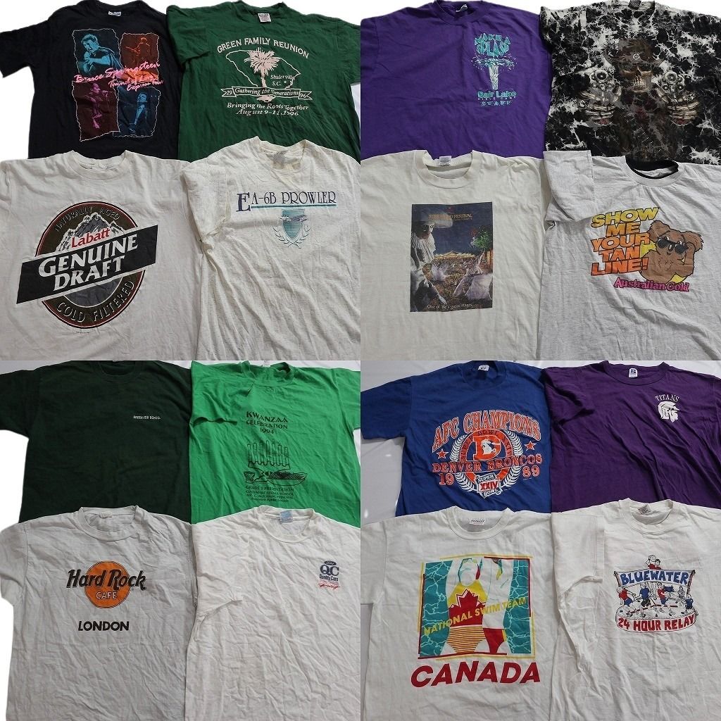 古着卸 まとめ売り ヴィンテージ シングルステッチ Tシャツ 16枚セット ( メンズ XL ) ラッセル 企業 ハードロックカフェ 中古古着 NE8513