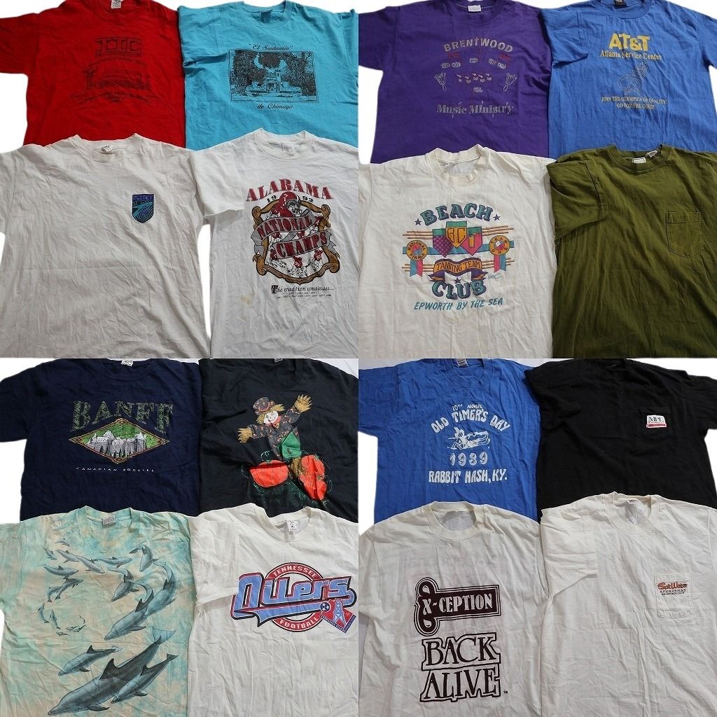 古着卸 まとめ売り ヴィンテージ シングルステッチ Tシャツ 16枚セット ( メンズ XL ) アニマル 動物 ポケット付き 中古 古着 NE8516