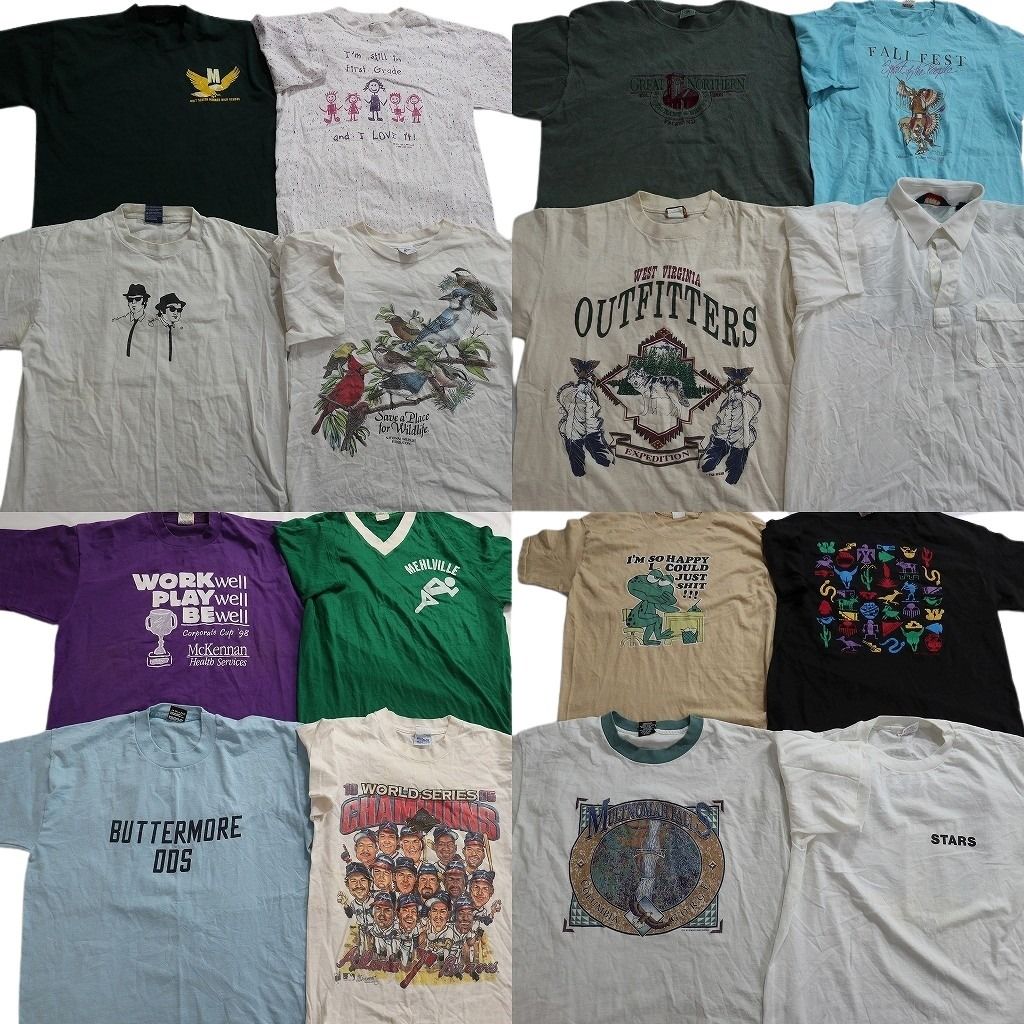 古着卸 まとめ売り ヴィンテージ シングルステッチ Tシャツ 16枚セット ( メンズ L ) アニマル 動物 プロチーム MLB ヘインズ 中古 NE8519