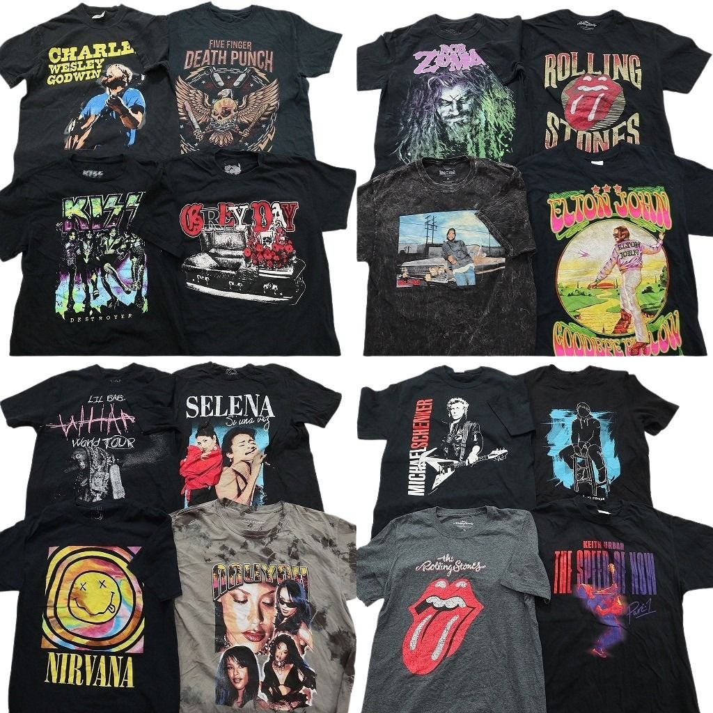 古着卸 まとめ売り 音楽・バンド Tシャツ 16枚セット ( メンズ M ) KISS ローリングストーンズ ニルヴァーナ 中古 古着 NE8526