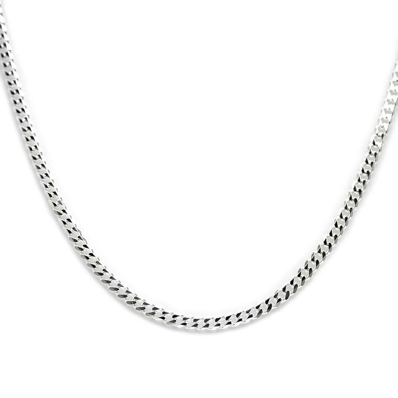 [シルバーワン] イタリア製 シルバー925 喜平 ネックレス[銀色 6面カット 幅4mm 厚1.5mm][50cm] メンズ ho 細目 キヘイ チェーン