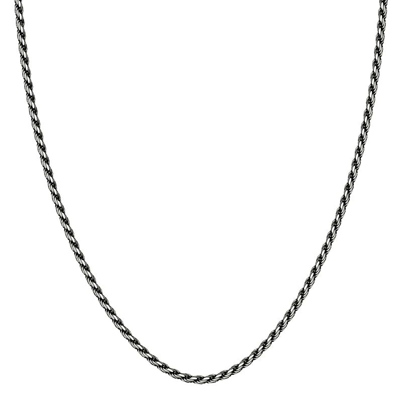 [新宿銀の蔵] シルバー925 燻し(薄め) カットフレンチロープチェーン 幅約1.8mm 長さ40～60cm (55cm) チェーン ネックレス レディース メンズ シンプル 黒 ブラック