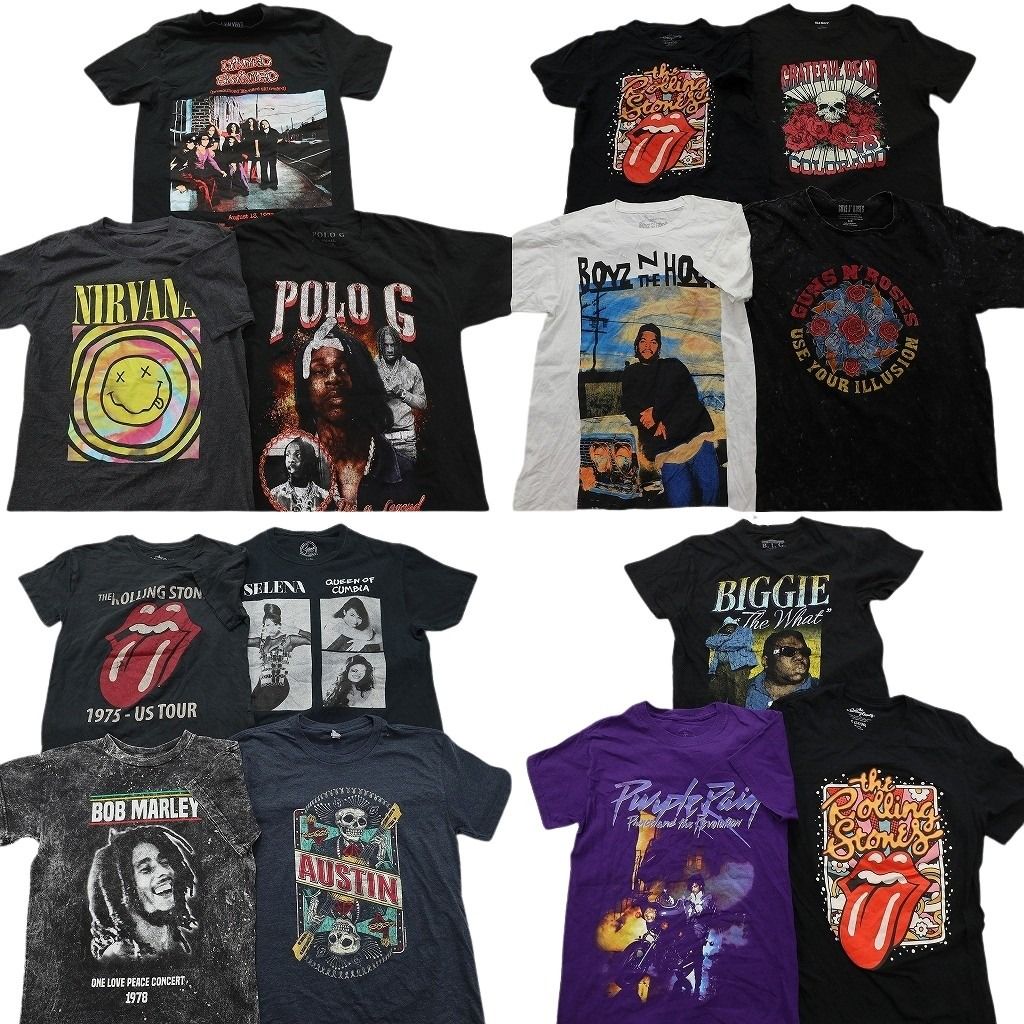 古着卸 まとめ売り 音楽・バンド Tシャツ 14枚セット ( メンズ S ) ニルヴァーナ ローリングストーンズ 中古 古着 NE8538