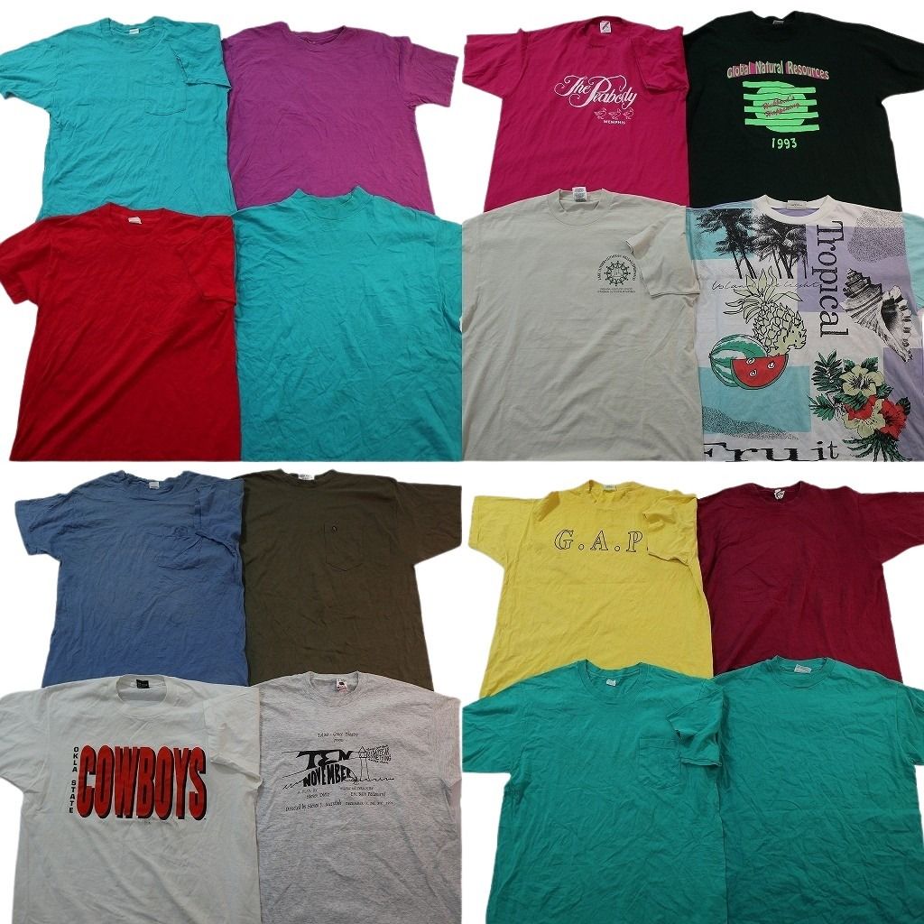 古着卸 まとめ ヴィンテージ シングルステッチ Tシャツ 16枚セット ( メンズ XL/2XL ) ヘインズ フルーツオブザルーム 中古 古着 NE8543