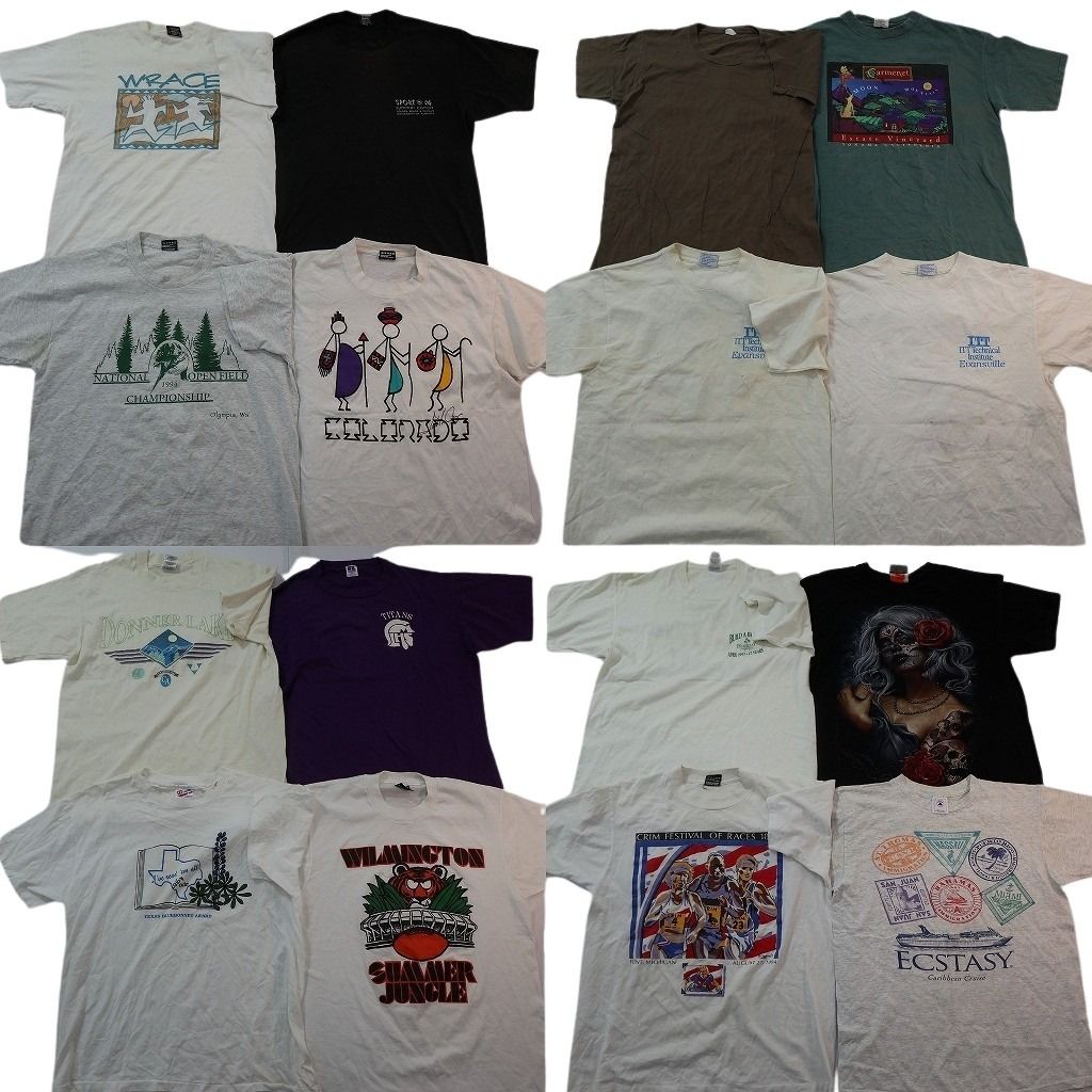 古着卸 まとめ売り ヴィンテージ シングルステッチ Tシャツ 16枚セット ( メンズ L ) ヘインズ フルーツオブザルーム 中古 古着 NE8544